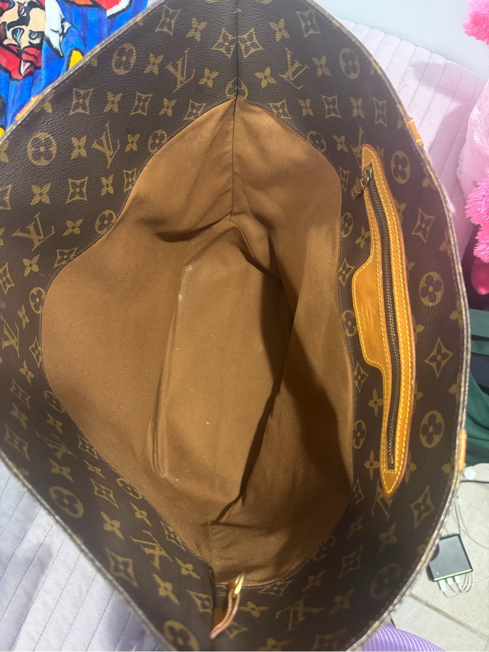 Louis Vuitton Brown Monogram Canvas Tote with Tan Straps - Picture 6 of 8